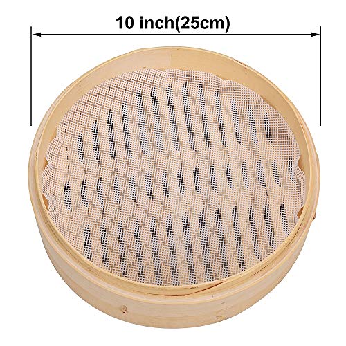 10 Inch Handmade Bamboo Steamer, 2 Tiers & Lid, Premium Bamboo Steam