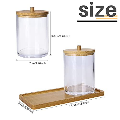 2Pack Acrylic Qtip Holder Dispenser and 1 Bamboo Tray, 10oz Bathroom Canisters Set, Apothecary Jars Qtip Holder Bathroom… 2 2Pack Acrylic Qtip Holder Dispenser and 1 Bamboo Tray, 10oz Bathroom Canisters Set, Apothecary Jars Qtip Holder Bathroom… - Image 2