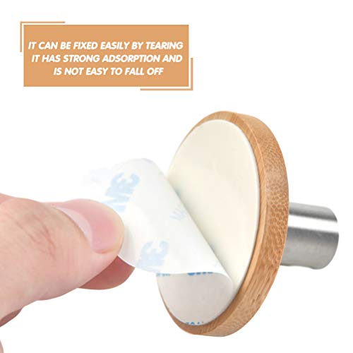 4Pcs Adhesive Hooks Wood Towel Holder, Stainless Steel and Bamboo Towel Hooks,5 kg Load Robe Hooks Wall Mount Hook for… 3 4Pcs Adhesive Hooks Wood Towel Holder, Stainless Steel and Bamboo Towel Hooks,5 kg Load Robe Hooks Wall Mount Hook for… - Image 3