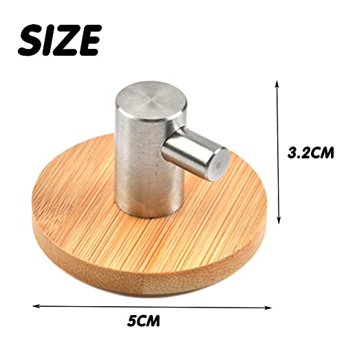 4Pcs Adhesive Hooks Wood Towel Holder, Stainless Steel and Bamboo Towel Hooks,5 kg Load Robe Hooks Wall Mount Hook for… 4 4Pcs Adhesive Hooks Wood Towel Holder, Stainless Steel and Bamboo Towel Hooks,5 kg Load Robe Hooks Wall Mount Hook for… - Image 4