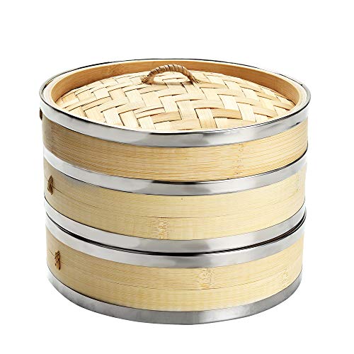 Harcas 8 Inch (20.5cm) Premium Organic Bamboo Steamer Small 2Tiers