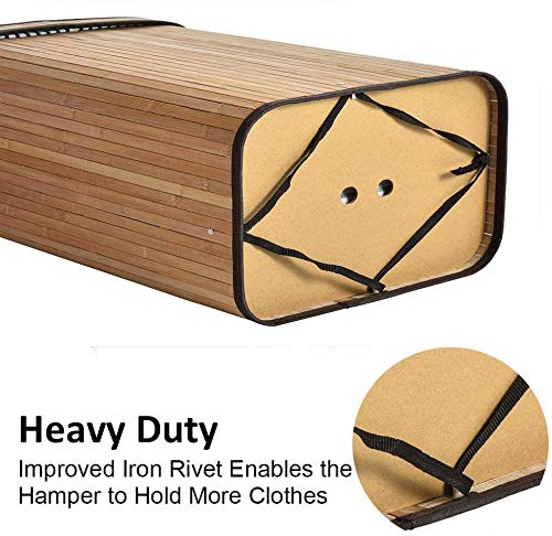 ALINK 100L Bamboo Laundry Basket with 2 Sections, XXL Tall Large Foldable Storage Hamper, Dirty Clothes Bin Box with Lid… 5 ALINK 100L Bamboo Laundry Basket with 2 Sections, XXL Tall Large Foldable Storage Hamper, Dirty Clothes Bin Box with Lid… - Image 5