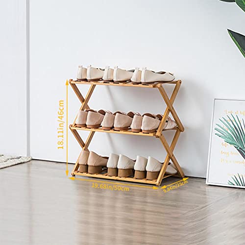 AiRKiSY 3 Tier Folding Bamboo Shoe Storage Racks,Portable Storage Rack Without Installation Shoe Rack, Perfect for… - Image 2