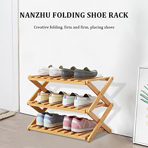 AiRKiSY 3 Tier Folding Bamboo Shoe Storage Racks,Portable Storage Rack Without Installation Shoe Rack, Perfect for… - Image 5