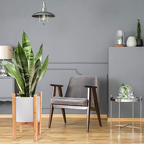 AmazeFan Adjustable Plant Stand, Mid-Century Bamboo Flower Pot Holder Fits up 8" to 12" Pots Natural Wood Grain Indoor/Outdoor Modern Home Decor (Plant Not Included) 4 AmazeFan Adjustable Plant Stand, Mid-Century Bamboo Flower Pot Holder Fits up 8" to 12" Pots Natural Wood Grain Indoor/Outdoor Modern Home Decor (Plant Not Included) - Image 4