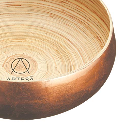 Artesà Copper Bamboo Bowl, 26cm, for Serving Salad, Fruit or Bread, Gold 2 Artesà Copper Bamboo Bowl, 26cm, for Serving Salad, Fruit or Bread, Gold - Image 2