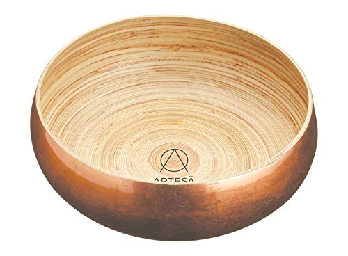 Artesà Copper Bamboo Bowl, 26cm, for Serving Salad, Fruit or Bread, Gold 1 Artesà Copper Bamboo Bowl, 26cm, for Serving Salad, Fruit or Bread, Gold