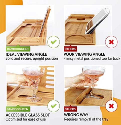 BAMBOO QUEEN Bath Tray - Bathtub Caddy with iPad Stand and Wine Glass Holder - Extendable Wooden Rack - Designed for UK… 4 BAMBOO QUEEN Bath Tray - Bathtub Caddy with iPad Stand and Wine Glass Holder - Extendable Wooden Rack - Designed for UK… - Image 4