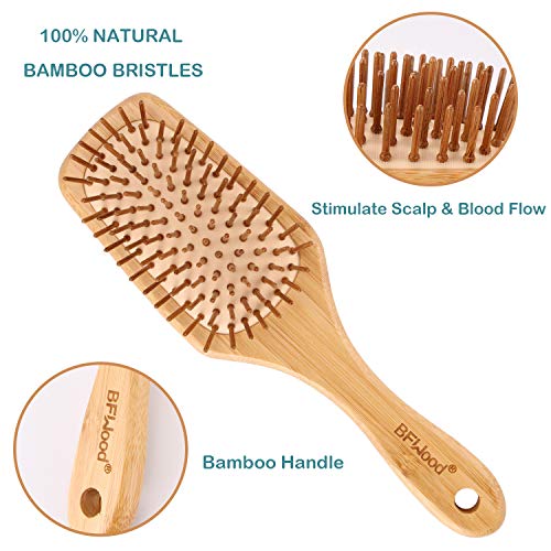 BFWood Bamboo Handle with Bamboo Bristles Paddle Hairbrush for Massaging Scalp - Big Handle 2 BFWood Bamboo Handle with Bamboo Bristles Paddle Hairbrush for Massaging Scalp - Big Handle - Image 2
