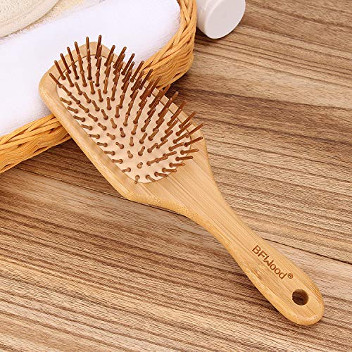BFWood Bamboo Handle with Bamboo Bristles Paddle Hairbrush for Massaging Scalp - Big Handle 3 BFWood Bamboo Handle with Bamboo Bristles Paddle Hairbrush for Massaging Scalp - Big Handle - Image 3