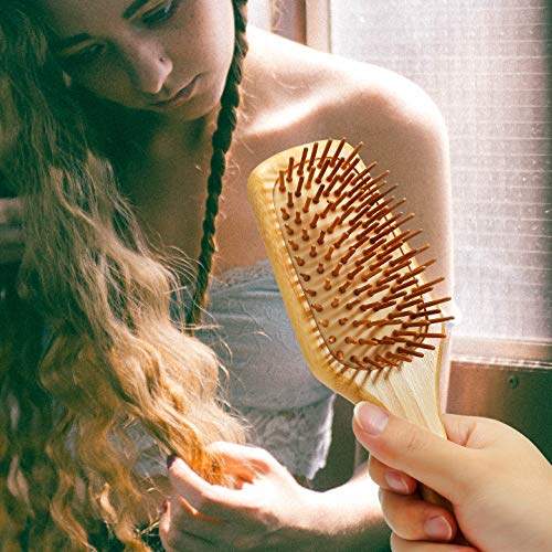 BFWood Bamboo Handle with Bamboo Bristles Paddle Hairbrush for Massaging Scalp - Big Handle 4 BFWood Bamboo Handle with Bamboo Bristles Paddle Hairbrush for Massaging Scalp - Big Handle - Image 4