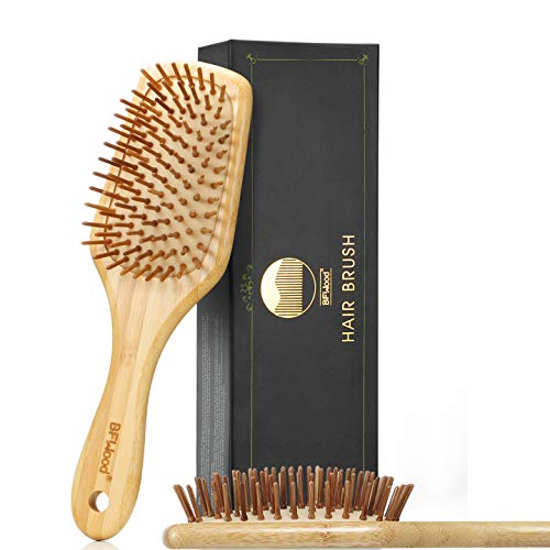 BFWood Bamboo Handle with Bamboo Bristles Paddle Hairbrush for Massaging Scalp - Big Handle 1 BFWood Bamboo Handle with Bamboo Bristles Paddle Hairbrush for Massaging Scalp - Big Handle
