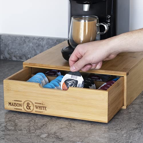Bamboo 64 Coffee Pod Drawer | Tassimo Pod Compatible | Coffee Machine Stand | Pod Drawer Dispenser | Wooden Kitchen Storage for Coffee & Tea | M&W 2 Bamboo 64 Coffee Pod Drawer | Tassimo Pod Compatible | Coffee Machine Stand | Pod Drawer Dispenser | Wooden Kitchen Storage for Coffee & Tea | M&W - Image 2