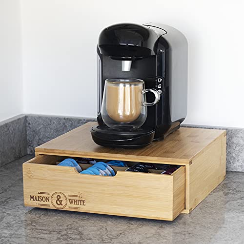 Bamboo 64 Coffee Pod Drawer | Tassimo Pod Compatible | Coffee Machine Stand | Pod Drawer Dispenser | Wooden Kitchen Storage for Coffee & Tea | M&W 4 Bamboo 64 Coffee Pod Drawer | Tassimo Pod Compatible | Coffee Machine Stand | Pod Drawer Dispenser | Wooden Kitchen Storage for Coffee & Tea | M&W - Image 4