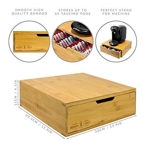 Bamboo 64 Coffee Pod Drawer | Tassimo Pod Compatible | Coffee Machine Stand | Pod Drawer Dispenser | Wooden Kitchen Storage for Coffee & Tea | M&W 5 Bamboo 64 Coffee Pod Drawer | Tassimo Pod Compatible | Coffee Machine Stand | Pod Drawer Dispenser | Wooden Kitchen Storage for Coffee & Tea | M&W - Image 5