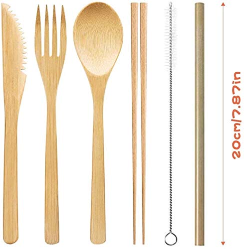 Bamboo Cutlery Set, Reusable Bamboo Utensils Set Eco Friendly Travel Tableware Set ,for Camping Trips and Daily 2 Bamboo Cutlery Set, Reusable Bamboo Utensils Set Eco Friendly Travel Tableware Set ,for Camping Trips and Daily - Image 2