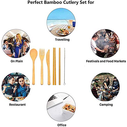 Bamboo Cutlery Set, Reusable Bamboo Utensils Set Eco Friendly Travel Tableware Set ,for Camping Trips and Daily 3 Bamboo Cutlery Set, Reusable Bamboo Utensils Set Eco Friendly Travel Tableware Set ,for Camping Trips and Daily - Image 3