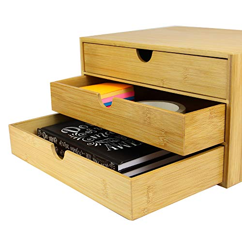 Bamboo Desktop Drawer Organiser – 3 Drawers Storage Unit for Stationery, Office Supplies, Makeup & Desk Tidy | Eco-Friendly Wooden Storage Box | M&W 4 Bamboo Desktop Drawer Organiser – 3 Drawers Storage Unit for Stationery, Office Supplies, Makeup & Desk Tidy | Eco-Friendly Wooden Storage Box | M&W - Image 4