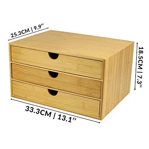 Bamboo Desktop Drawer Organiser – 3 Drawers Storage Unit for Stationery, Office Supplies, Makeup & Desk Tidy | Eco-Friendly Wooden Storage Box | M&W 5 Bamboo Desktop Drawer Organiser – 3 Drawers Storage Unit for Stationery, Office Supplies, Makeup & Desk Tidy | Eco-Friendly Wooden Storage Box | M&W - Image 5