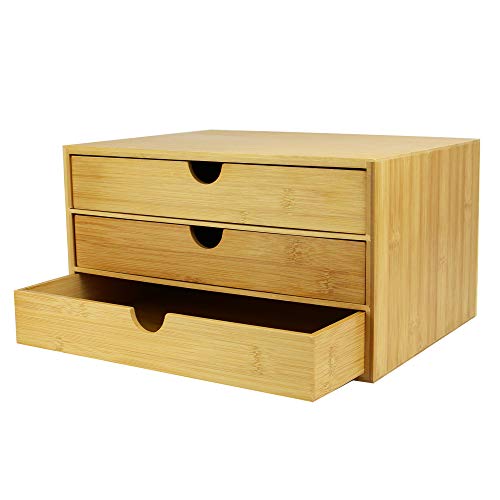 Bamboo Desktop Drawer Organiser – 3 Drawers Storage Unit for Stationery, Office Supplies, Makeup & Desk Tidy | Eco-Friendly Wooden Storage Box | M&W 2 Bamboo Desktop Drawer Organiser – 3 Drawers Storage Unit for Stationery, Office Supplies, Makeup & Desk Tidy | Eco-Friendly Wooden Storage Box | M&W - Image 2