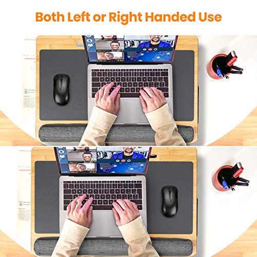Bamboo Lap Desk with Device Ledge and Ambitexrous Mouse Pad, Fits up to 17.3" Laptops, Home Office Portable Lap Desk with Pillow Cushion 2 Bamboo Lap Desk with Device Ledge and Ambitexrous Mouse Pad, Fits up to 17.3" Laptops, Home Office Portable Lap Desk with Pillow Cushion - Image 2