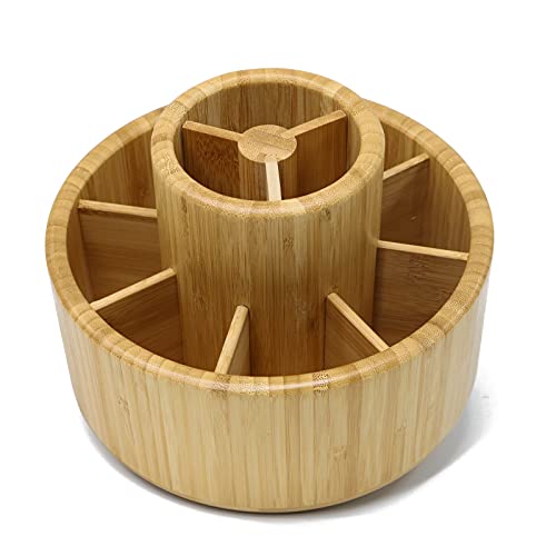 VaeFae Bamboo Pen Holder Organiser, Round Rotating Art Supply Organiser, Hold 420 Pencils, Desktop Storage for Marker Pens, Colored Pencil, Art Brushes, etc. 2 VaeFae Bamboo Pen Holder Organiser, Round Rotating Art Supply Organiser, Hold 420 Pencils, Desktop Storage for Marker Pens, Colored Pencil, Art Brushes, etc. - Image 2