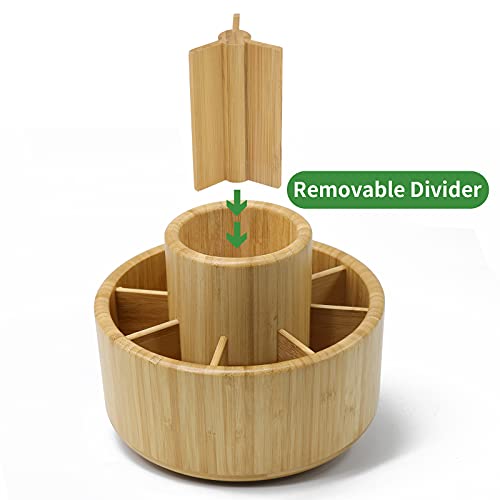 VaeFae Bamboo Pen Holder Organiser, Round Rotating Art Supply Organiser, Hold 420 Pencils, Desktop Storage for Marker Pens, Colored Pencil, Art Brushes, etc. 3 VaeFae Bamboo Pen Holder Organiser, Round Rotating Art Supply Organiser, Hold 420 Pencils, Desktop Storage for Marker Pens, Colored Pencil, Art Brushes, etc. - Image 3