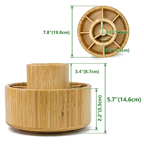 VaeFae Bamboo Pen Holder Organiser, Round Rotating Art Supply Organiser, Hold 420 Pencils, Desktop Storage for Marker Pens, Colored Pencil, Art Brushes, etc. 5 VaeFae Bamboo Pen Holder Organiser, Round Rotating Art Supply Organiser, Hold 420 Pencils, Desktop Storage for Marker Pens, Colored Pencil, Art Brushes, etc. - Image 5