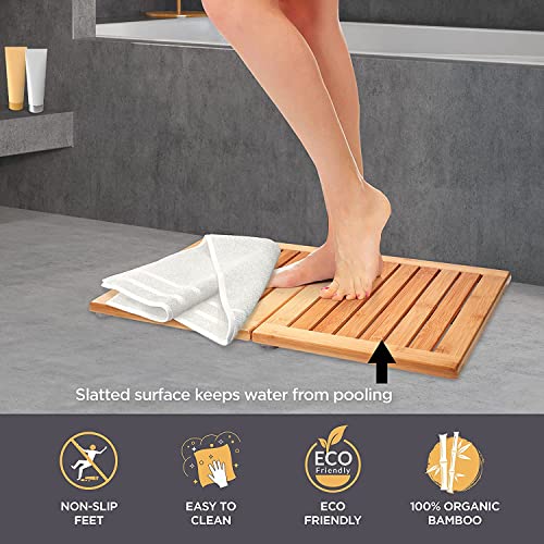 Bamboo Bath Mat Shower Floor Mat Non Slip, Made of 100% Natural Bamboo, By Bambusi 2 Bamboo Bath Mat Shower Floor Mat Non Slip, Made of 100% Natural Bamboo, By Bambusi - Image 2