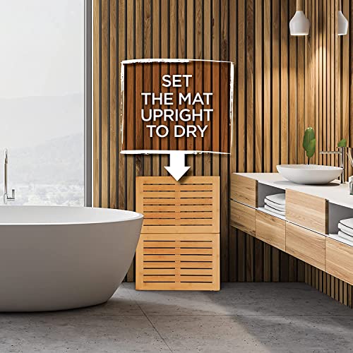 Bamboo Bath Mat Shower Floor Mat Non Slip, Made of 100% Natural Bamboo, By Bambusi 4 Bamboo Bath Mat Shower Floor Mat Non Slip, Made of 100% Natural Bamboo, By Bambusi - Image 4