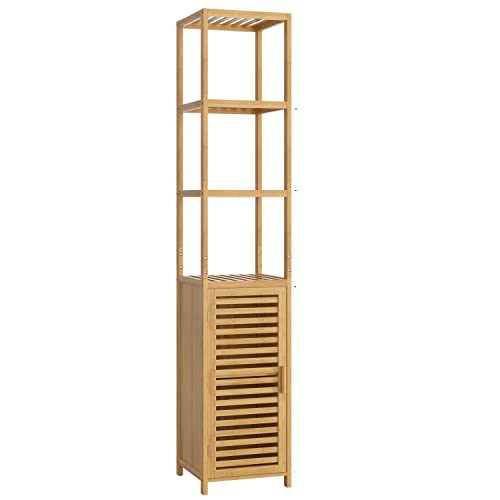 Tonh Bathroom Storage Shelf Bamboo 3-tier Tall Cupboard Floor Stand Storage Unit Organizer Rack with Door for Kitchen… 2 Tonh Bathroom Storage Shelf Bamboo 3-tier Tall Cupboard Floor Stand Storage Unit Organizer Rack with Door for Kitchen… - Image 2