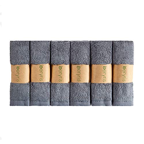 Beryris Bamboo Wash Cloths Bamboo Face Cloth (Pack of 6) 25 x 25 cm