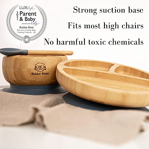 Bubba Bear ® Baby Bamboo Suction Bowl, Plate & Spoon Set | Stay Put Toddler Led Feeding Bowls & Plates | Free Guide to Weaning 2 Bubba Bear ® Baby Bamboo Suction Bowl, Plate & Spoon Set | Stay Put Toddler Led Feeding Bowls & Plates | Free Guide to Weaning - Image 2