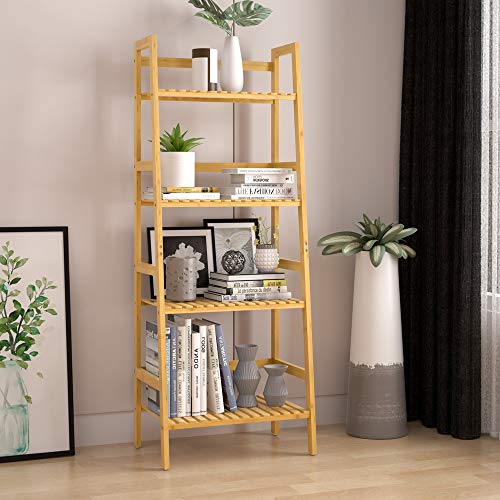 CASARIA® Shelving Unit Bamboo 4 Tier | Bathroom Storage 4 Shelves | 48x32x123cm | Multifunctional | 40 kg Load Capacity | Natural Wooden | Freestanding Ladder Shelf | Adjustable Book Case Plant Stand 2 CASARIA® Shelving Unit Bamboo 4 Tier | Bathroom Storage 4 Shelves | 48x32x123cm | Multifunctional | 40 kg Load Capacity | Natural Wooden | Freestanding Ladder Shelf | Adjustable Book Case Plant Stand - Image 2