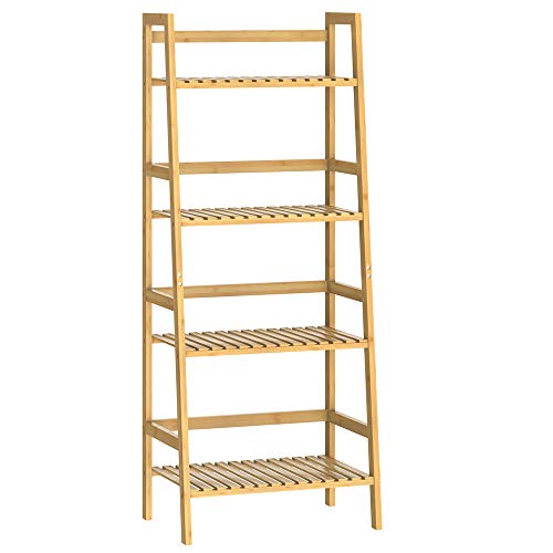 CASARIA® Shelving Unit Bamboo 4 Tier | Bathroom Storage 4 Shelves | 48x32x123cm | Multifunctional | 40 kg Load Capacity | Natural Wooden | Freestanding Ladder Shelf | Adjustable Book Case Plant Stand 1 CASARIA® Shelving Unit Bamboo 4 Tier | Bathroom Storage 4 Shelves | 48x32x123cm | Multifunctional | 40 kg Load Capacity | Natural Wooden | Freestanding Ladder Shelf | Adjustable Book Case Plant Stand