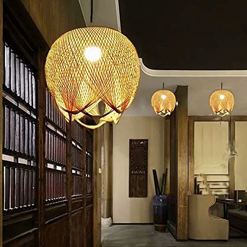 GUANSHAN Creative Weaving Bamboo Pendant Light Bamboo Lampshade Ceiling Light Chandelier Ceiling Lamp for Dining Room, Restaurant, Bedroom, Coffee Shop, Bar, S 2 GUANSHAN Creative Weaving Bamboo Pendant Light Bamboo Lampshade Ceiling Light Chandelier Ceiling Lamp for Dining Room, Restaurant, Bedroom, Coffee Shop, Bar, S - Image 2