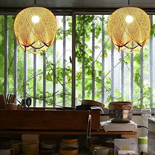 GUANSHAN Creative Weaving Bamboo Pendant Light Bamboo Lampshade Ceiling Light Chandelier Ceiling Lamp for Dining Room, Restaurant, Bedroom, Coffee Shop, Bar, S 3 GUANSHAN Creative Weaving Bamboo Pendant Light Bamboo Lampshade Ceiling Light Chandelier Ceiling Lamp for Dining Room, Restaurant, Bedroom, Coffee Shop, Bar, S - Image 3