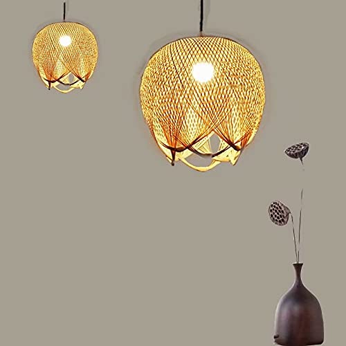 GUANSHAN Creative Weaving Bamboo Pendant Light Bamboo Lampshade Ceiling Light Chandelier Ceiling Lamp for Dining Room, Restaurant, Bedroom, Coffee Shop, Bar, S 4 GUANSHAN Creative Weaving Bamboo Pendant Light Bamboo Lampshade Ceiling Light Chandelier Ceiling Lamp for Dining Room, Restaurant, Bedroom, Coffee Shop, Bar, S - Image 4