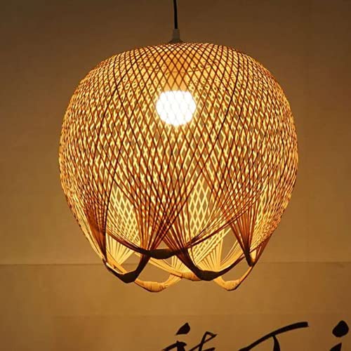 GUANSHAN Creative Weaving Bamboo Pendant Light Bamboo Lampshade Ceiling Light Chandelier Ceiling Lamp for Dining Room, Restaurant, Bedroom, Coffee Shop, Bar, S 5 GUANSHAN Creative Weaving Bamboo Pendant Light Bamboo Lampshade Ceiling Light Chandelier Ceiling Lamp for Dining Room, Restaurant, Bedroom, Coffee Shop, Bar, S - Image 5