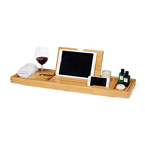 Deep Calm Bath Caddy – Foldable, Extendable Bath Tray Holds Book, iPad, Tablet, Phone, Wine Glass, Candle - Adjustable Bathtub Table – Luxury, Natural Bamboo Bath Shelf (Natural) 2 Deep Calm Bath Caddy – Foldable, Extendable Bath Tray Holds Book, iPad, Tablet, Phone, Wine Glass, Candle - Adjustable Bathtub Table – Luxury, Natural Bamboo Bath Shelf (Natural) - Image 2