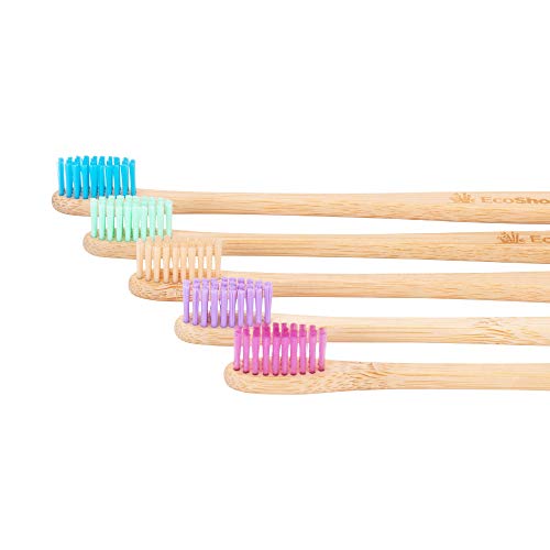 EcoShoots Adults Bamboo Toothbrushes with Medium Bristles | Family Pack of 5 Natural Bamboo Toothbrush | Eco-Friendly Natural Wooden Toothbrush | Organic Biodegradable Handle | BPA Free Tooth Brushes 2 EcoShoots Adults Bamboo Toothbrushes with Medium Bristles | Family Pack of 5 Natural Bamboo Toothbrush | Eco-Friendly Natural Wooden Toothbrush | Organic Biodegradable Handle | BPA Free Tooth Brushes - Image 2