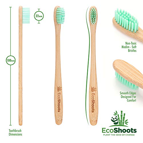 EcoShoots Adults Bamboo Toothbrushes with Medium Bristles | Family Pack of 5 Natural Bamboo Toothbrush | Eco-Friendly Natural Wooden Toothbrush | Organic Biodegradable Handle | BPA Free Tooth Brushes 6 EcoShoots Adults Bamboo Toothbrushes with Medium Bristles | Family Pack of 5 Natural Bamboo Toothbrush | Eco-Friendly Natural Wooden Toothbrush | Organic Biodegradable Handle | BPA Free Tooth Brushes - Image 6