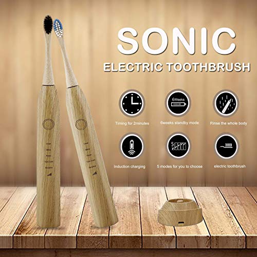 Fayet Bamboo Smart Sonic Electric Toothbrush, IPX8 Waterproof Lightweight Automatic Eco Friendly Electric Toothbrushes 5 Modes 5 Fayet Bamboo Smart Sonic Electric Toothbrush, IPX8 Waterproof Lightweight Automatic Eco Friendly Electric Toothbrushes 5 Modes - Image 5