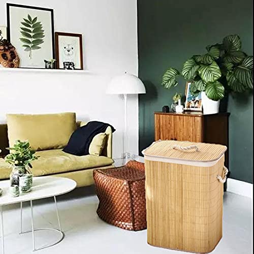 Foldable Bamboo Laundry Basket, Clothes Storage Basket with Lid Dirty Clothes Storage Bucket Cover Household Cloth Container Organiser 4 Foldable Bamboo Laundry Basket, Clothes Storage Basket with Lid Dirty Clothes Storage Bucket Cover Household Cloth Container Organiser - Image 4