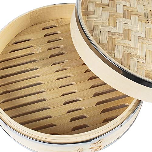 GRANDMA SHARK 10 Inch 2 Tier Bamboo Steamer, 2 Pairs Chopsticks and 50 Sheets Steamer Pads, Used for Steaming Dumplings… 4 GRANDMA SHARK 10 Inch 2 Tier Bamboo Steamer, 2 Pairs Chopsticks and 50 Sheets Steamer Pads, Used for Steaming Dumplings… - Image 4