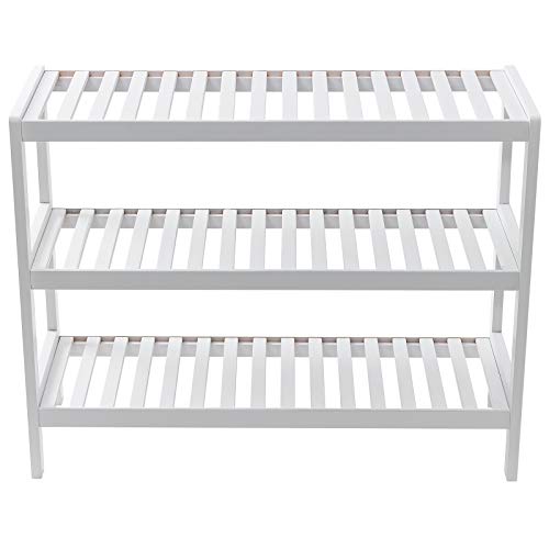 GRANDMA SHARK Bamboo 3 Tier Shoes Rack, Plant Rack, Shelf Organize for up to 12 pairs Shoes (White) 4 GRANDMA SHARK Bamboo 3 Tier Shoes Rack, Plant Rack, Shelf Organize for up to 12 pairs Shoes (White) - Image 4