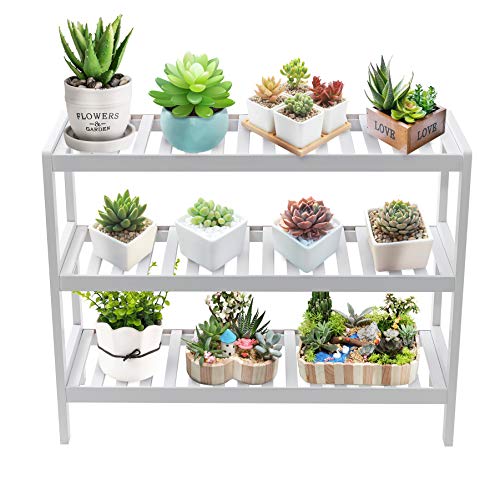 GRANDMA SHARK Bamboo 3 Tier Shoes Rack, Plant Rack, Shelf Organize for up to 12 pairs Shoes (White) 6 GRANDMA SHARK Bamboo 3 Tier Shoes Rack, Plant Rack, Shelf Organize for up to 12 pairs Shoes (White) - Image 6