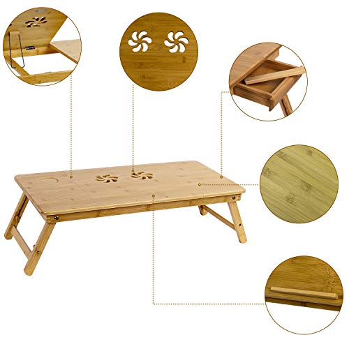 GRANDMA SHARK Foldable Laptop Desk, Bamboo Foldable Laptop Bed Table Tray, Notebook Computer Sofa Table Stand, Height… 3 GRANDMA SHARK Foldable Laptop Desk, Bamboo Foldable Laptop Bed Table Tray, Notebook Computer Sofa Table Stand, Height… - Image 3
