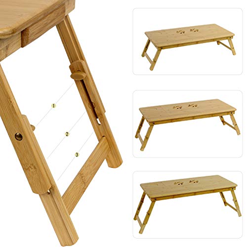 GRANDMA SHARK Foldable Laptop Desk, Bamboo Foldable Laptop Bed Table Tray, Notebook Computer Sofa Table Stand, Height… 4 GRANDMA SHARK Foldable Laptop Desk, Bamboo Foldable Laptop Bed Table Tray, Notebook Computer Sofa Table Stand, Height… - Image 4