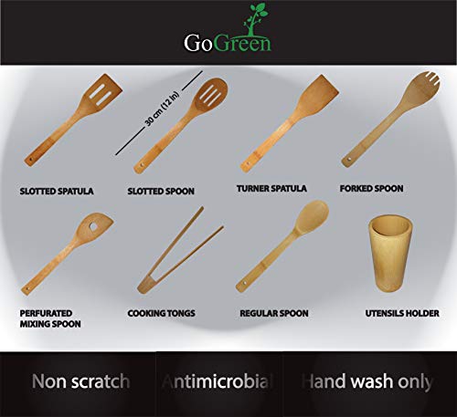 Kitchen Utensils Set | Eco-Friendly Natural Bamboo | Storage Holder | 8 Pieces 3 Kitchen Utensils Set | Eco-Friendly Natural Bamboo | Storage Holder | 8 Pieces - Image 3